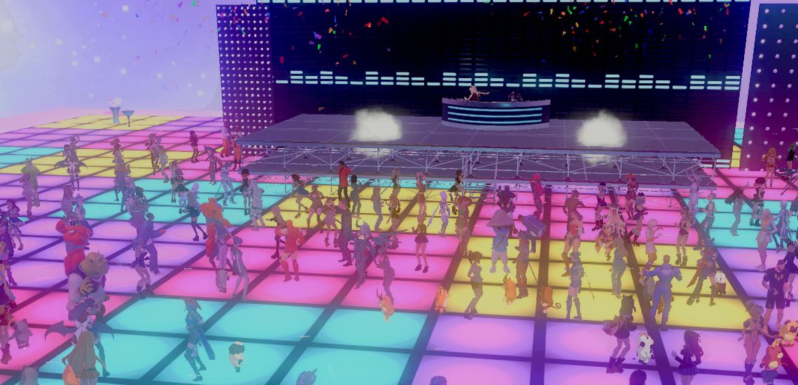 Cảnh trong TikTok Nightclub, nhân vật của người tặng quà nhảy giữa sàn, quanh là tiền giấy và đèn laser